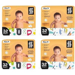 Hello Bello Premium Baby Diapers Size Newborn, 128 Count of Disposable, Extra-Absorbent, Hypoallergenic Baby Diapers with Snug and Comfort Fit, Alphabet Soup (64) and Sleepy Sloth (64)