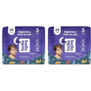 Hello Bello Premium Overnight Baby Diapers Size 3, 24 Count, Unisex, Ultra Absorbent and Soft Disposable Diapers for Babies and Toddlers(Size 3 (14-24 Pound) (Pack of 2))