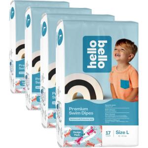 Hello Bello Premium Swim Diapers I Affordable and Eco-Friendly Disposable Swim Dipes for Babies and Kids I Size Medium(Large (32 – 40 Pound) (Pack of 4))