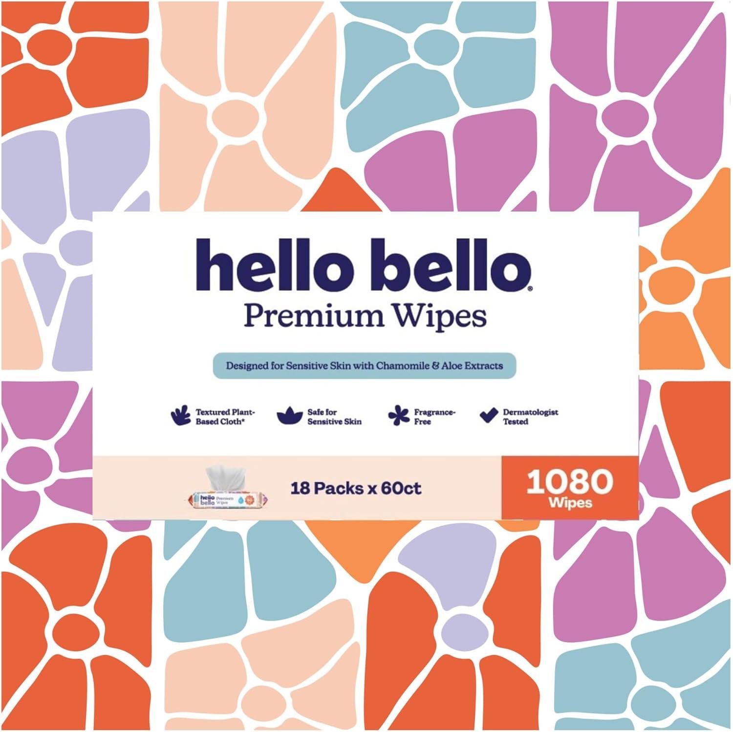 image:imageHello Bello Premium Wipes Designed for Sensitive Skin with Chamomile amp Aloe Extracts Flower Pop 9 Resealable Packets 540 Total WipesFlower Pop