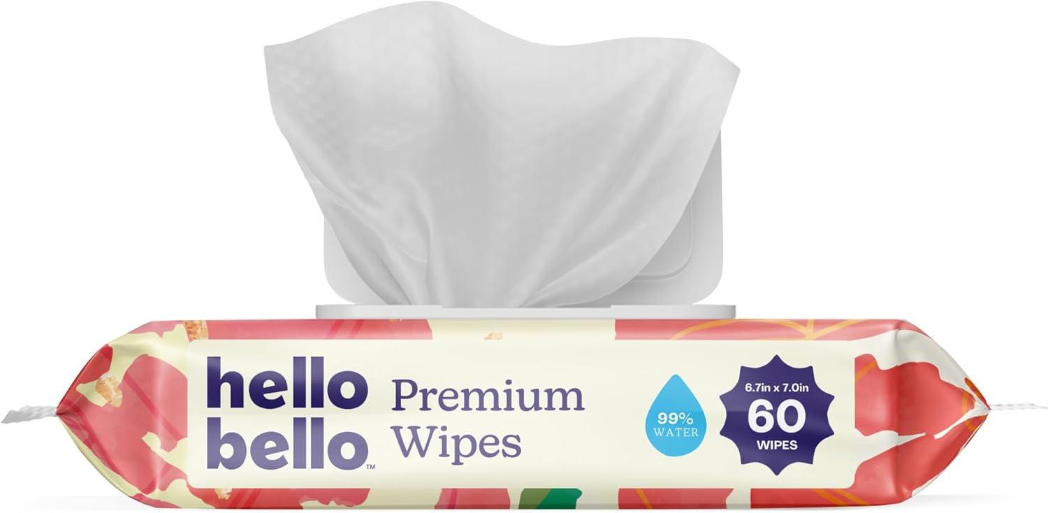 image:imageHello Bello Premium Wipes Designed for Sensitive Skin with Chamomile amp Aloe Extracts Flower Pop 9 Resealable Packets 540 Total WipesRosy Posy