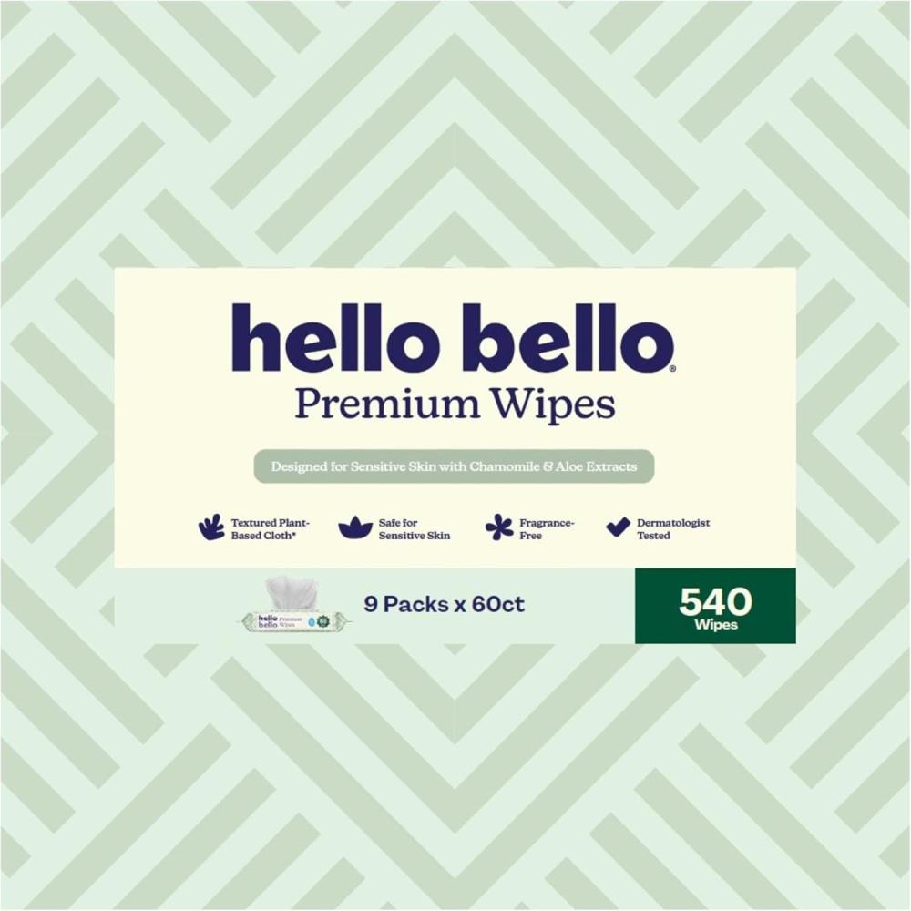 image:imageHello Bello Premium Wipes Designed for Sensitive Skin with Chamomile amp Aloe Extracts Flower Pop 9 Resealable Packets 540 Total WipesSimply Sage