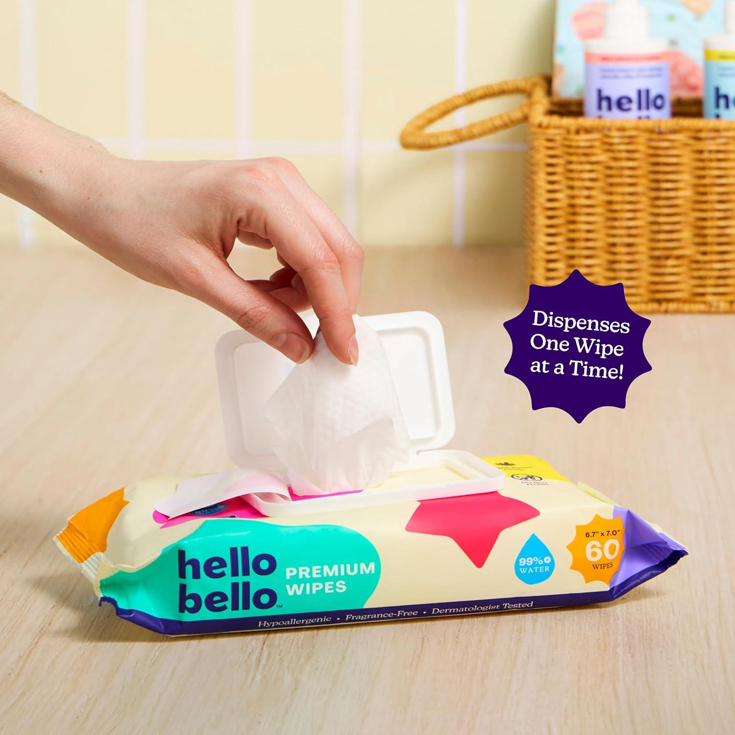 image:imageHello Bello Premium FragranceFree Travel Size Baby Wipes with Chamomile amp Aloe Extracts for Sensitive Skin 1 Resealable Pack 20 Total Wipes Pack of 5Stars Clouds