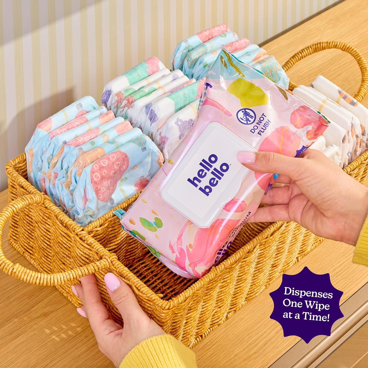 image:imageHello Bello Premium FragranceFree Travel Size Baby Wipes with Chamomile amp Aloe Extracts for Sensitive Skin 1 Resealable Pack 20 Total Wipes Pack of 5Simply Sage