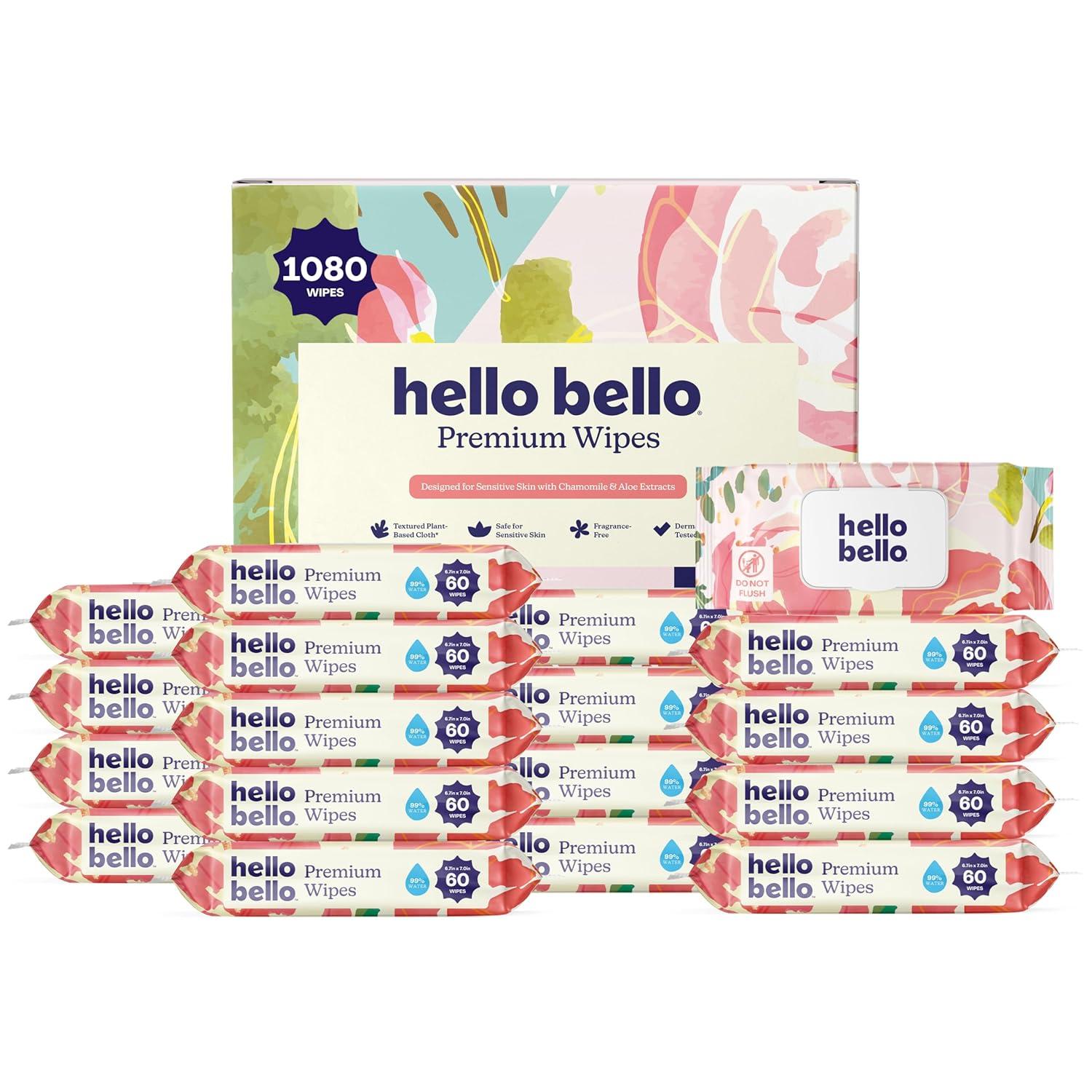 image:imageHello Bello Premium FragranceFree Travel Size Baby Wipes with Chamomile amp Aloe Extracts for Sensitive Skin 1 Resealable Pack 20 Total Wipes Pack of 5Rosy Posy