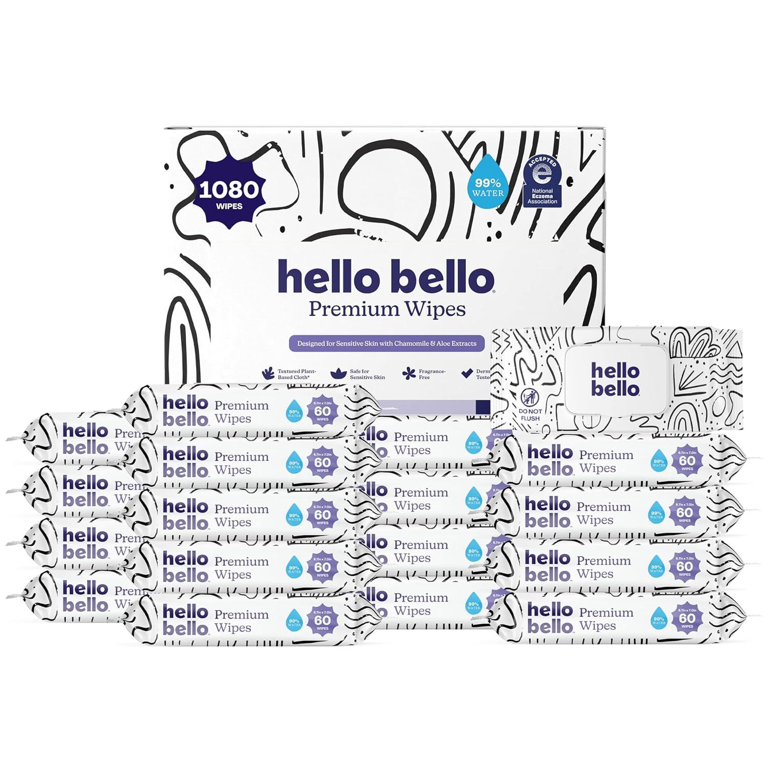 image:imageHello Bello Premium FragranceFree Travel Size Baby Wipes with Chamomile amp Aloe Extracts for Sensitive Skin 1 Resealable Pack 20 Total Wipes Pack of 5Playful Sketches