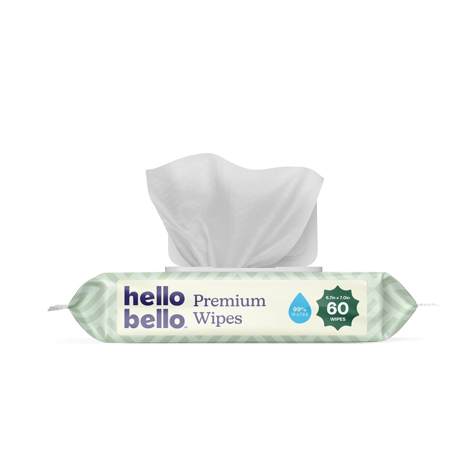 image:imageHello Bello Premium FragranceFree Travel Size Baby Wipes with Chamomile amp Aloe Extracts for Sensitive Skin 1 Resealable Pack 20 Total Wipes Pack of 5Simply Sage