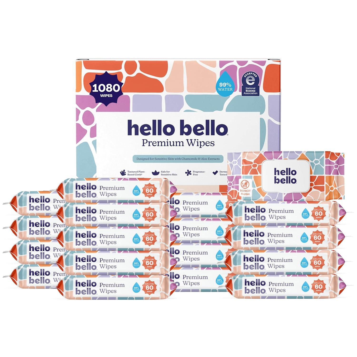 image:imageHello Bello Premium FragranceFree Travel Size Baby Wipes with Chamomile amp Aloe Extracts for Sensitive Skin 1 Resealable Pack 20 Total Wipes Pack of 5Flower Pop
