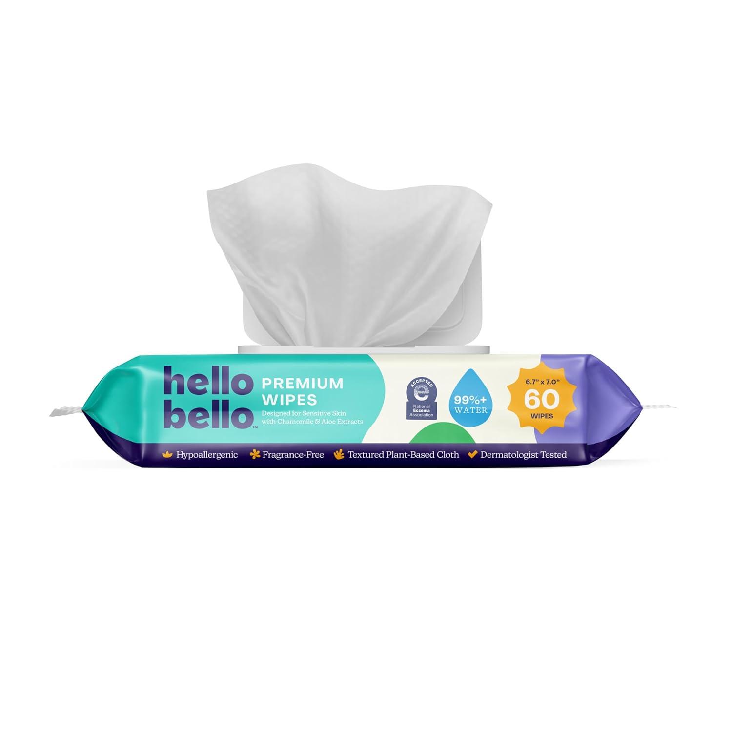 image:imageHello Bello Premium FragranceFree Travel Size Baby Wipes with Chamomile amp Aloe Extracts for Sensitive Skin 1 Resealable Pack 20 Total Wipes Pack of 5Stars Clouds