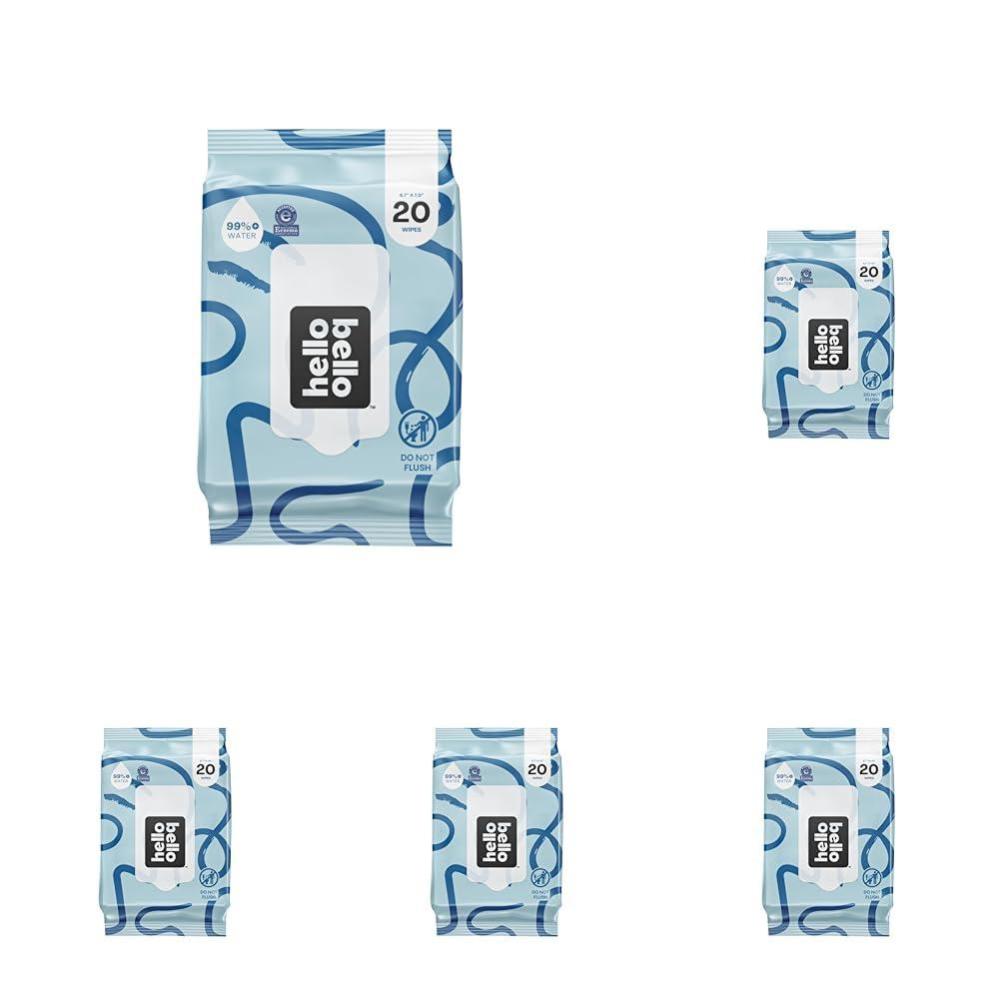 image:imageHello Bello Premium FragranceFree Travel Size Baby Wipes with Chamomile amp Aloe Extracts for Sensitive Skin 1 Resealable Pack 20 Total Wipes Pack of 5Fragrance Free