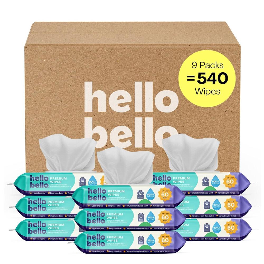 image:imageHello Bello Premium FragranceFree Travel Size Baby Wipes with Chamomile amp Aloe Extracts for Sensitive Skin 1 Resealable Pack 20 Total Wipes Pack of 5Stars Clouds