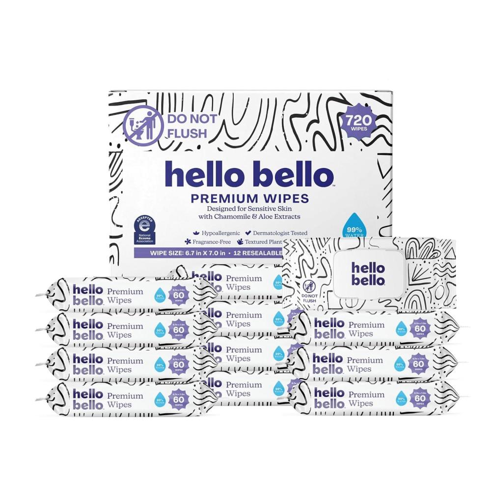 image:imageHello Bello Premium FragranceFree Travel Size Baby Wipes with Chamomile amp Aloe Extracts for Sensitive Skin 1 Resealable Pack 20 Total Wipes Pack of 5Playful Sketches