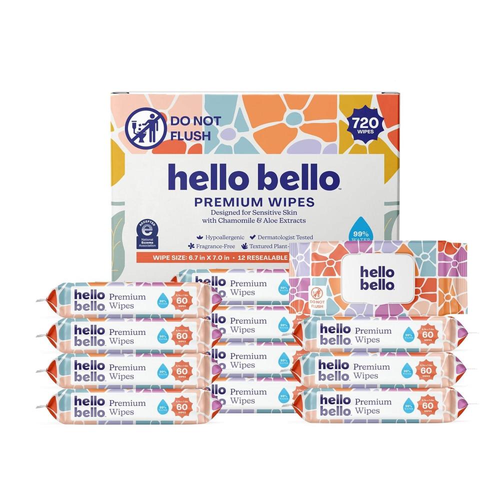 image:imageHello Bello Premium FragranceFree Travel Size Baby Wipes with Chamomile amp Aloe Extracts for Sensitive Skin 1 Resealable Pack 20 Total Wipes Pack of 5Flower Pop