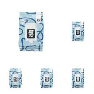 Hello Bello Premium Fragrance-Free Travel Size Baby Wipes, with Chamomile & Aloe Extracts for Sensitive Skin – 1 Resealable Pack : 20 Total Wipes (Pack of 5)(Fragrance Free)