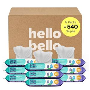 Hello Bello Premium Fragrance-Free Travel Size Baby Wipes, with Chamomile & Aloe Extracts for Sensitive Skin – 1 Resealable Pack : 20 Total Wipes (Pack of 5)(Stars & Clouds)