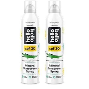 Hello Bello Mineral Sunscreen Spray SPF 30, Broad Spectrum UVA and UVB Protection, Reef Friendly and Water Resistant, Hypoallergenic(5.00 Fl Oz (Pack of 2))