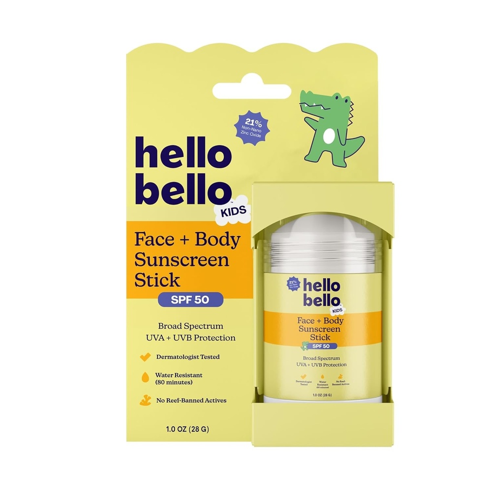 image:imageHello Bello Mineral SPF 50 Face amp Body Sunscreen Stick Water Resistant and Reef Friendly Roll On Sun Protection 1ozKids Sunscreen Stick  50 SPF